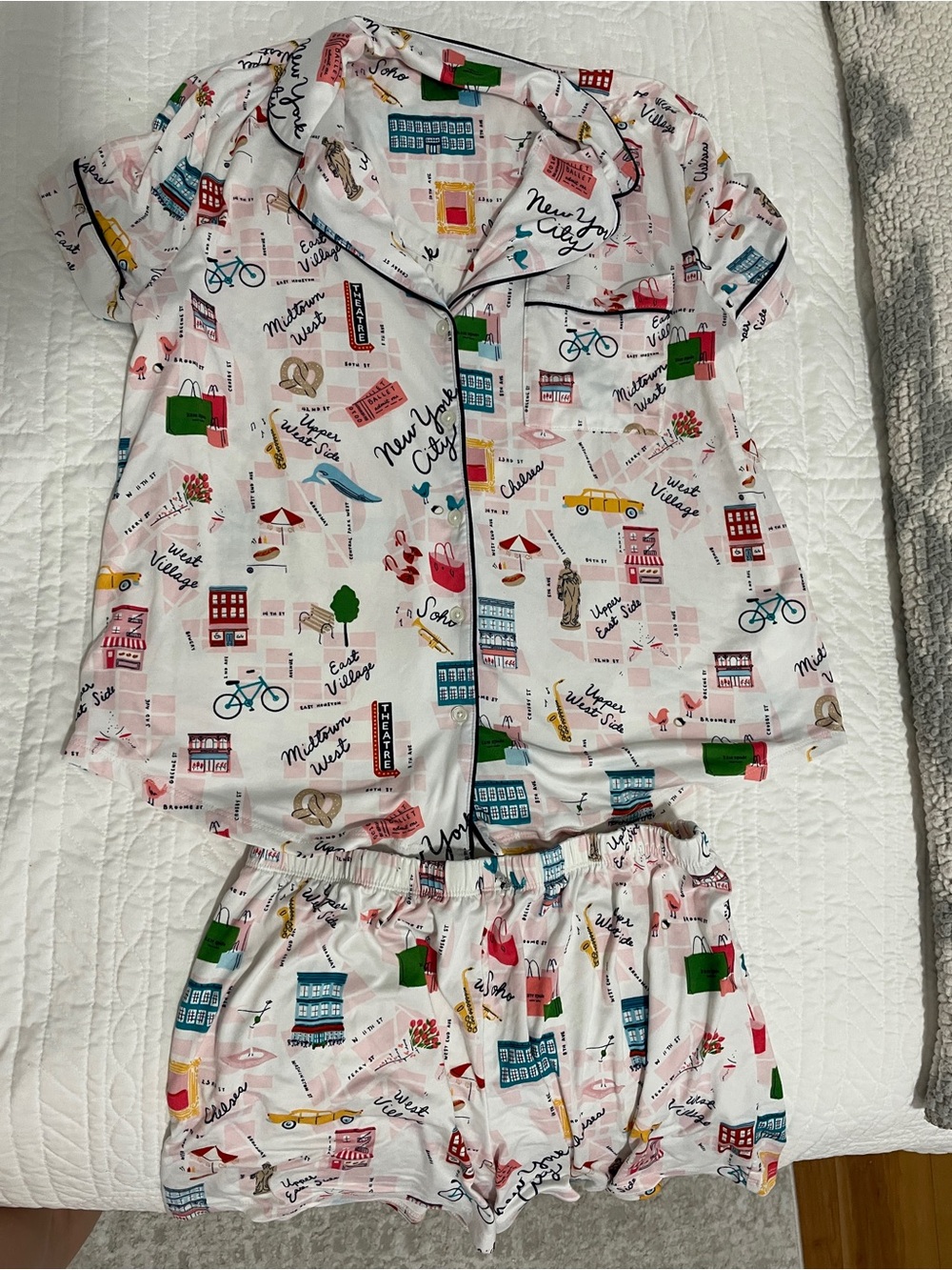 kate spade Pink New York City Print Short Pajama Set